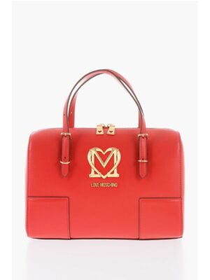 Moschino LOVE Faux Leather Handbag with Metal Golden Logo
