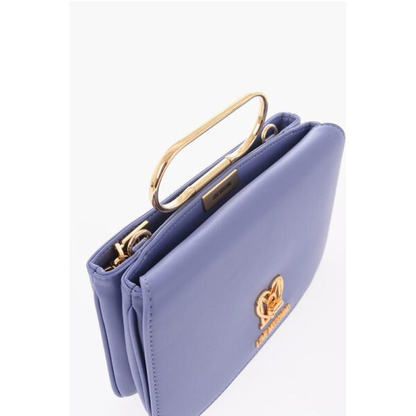 Moschino LOVE Solid Color Handbag with Removable Faux Fur Handle - Image 4