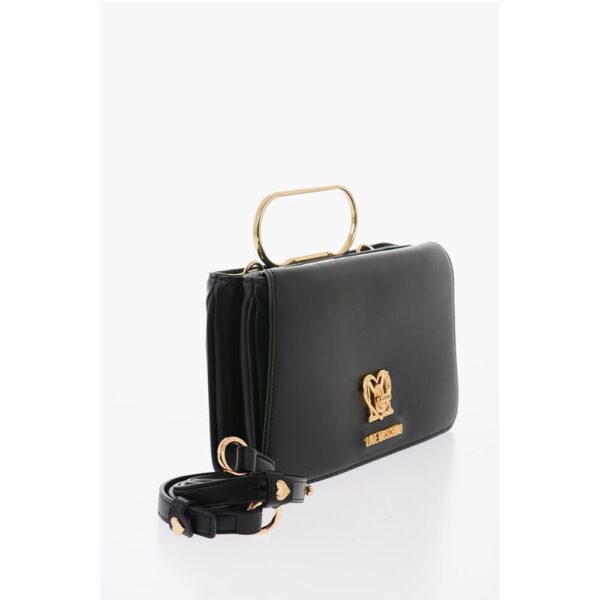 Moschino LOVE Solid Color Handbag with Removable Faux Fur Handle - Image 3