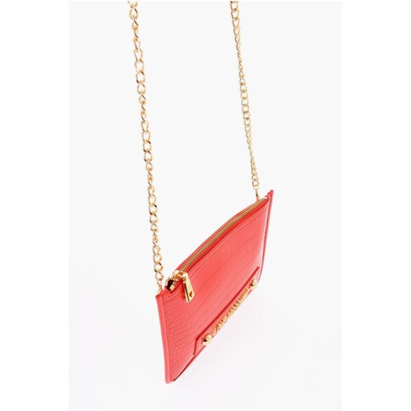 Moschino LOVE Crocodile Effect Faux Leather Clutch with Golden Logo - Image 3
