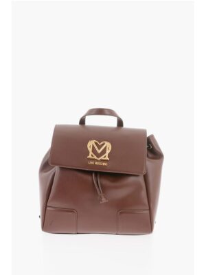 Moschino LOVE Faux Leather Backpack with Golden Logo