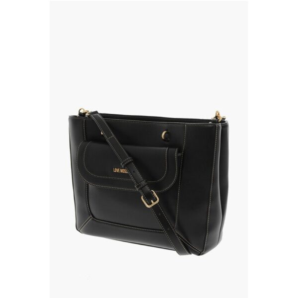 Moschino LOVE Faux Leather Tote Bag with Visible Stitching - Image 3