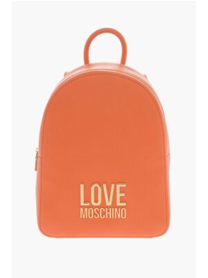 Moschino LOVE Textured Faux Leather Backpack with Golden Logo