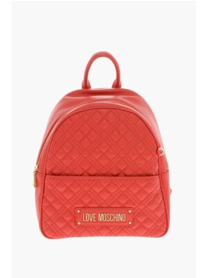 Moschino LOVE Quilted Faux Leather Backpack with Matched Pouch