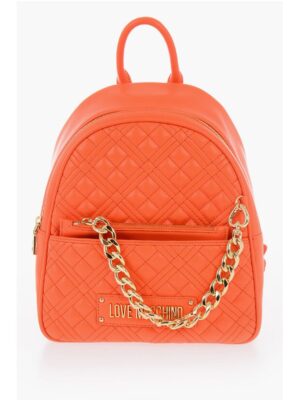 Moschino LOVE Quilted Faux Leather Backpack with Matched Pouch
