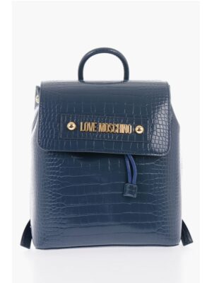 Moschino LOVE Crocodile Effect Faux Leather Backpack
