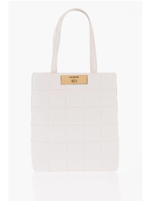 Moschino LOVE Quilted Faux Leather Tote Bag with Turn Lock Closure