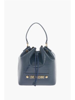 Moschino LOVE Faux Leather Crocodile Effect Bucket Bag with Embossed