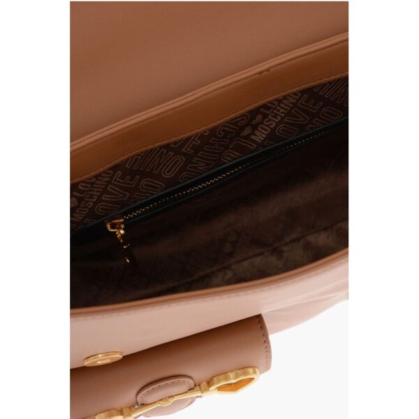 Moschino LOVE Faux Leather Handle Bag with Pockets and Clamp Front - Image 5