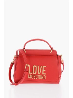 Moschino LOVE Faux Leather Shoulder Bag with Golden Maxi Logo