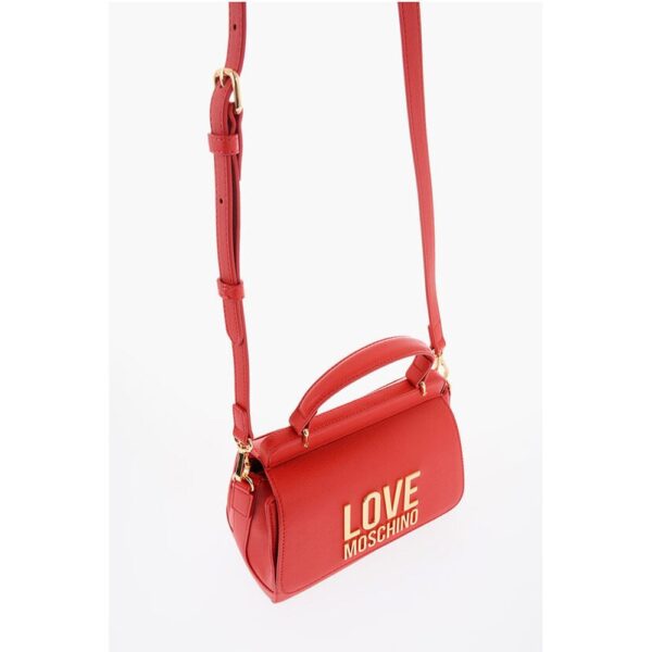 Moschino LOVE Faux Leather Shoulder Bag with Golden Maxi Logo - Image 4