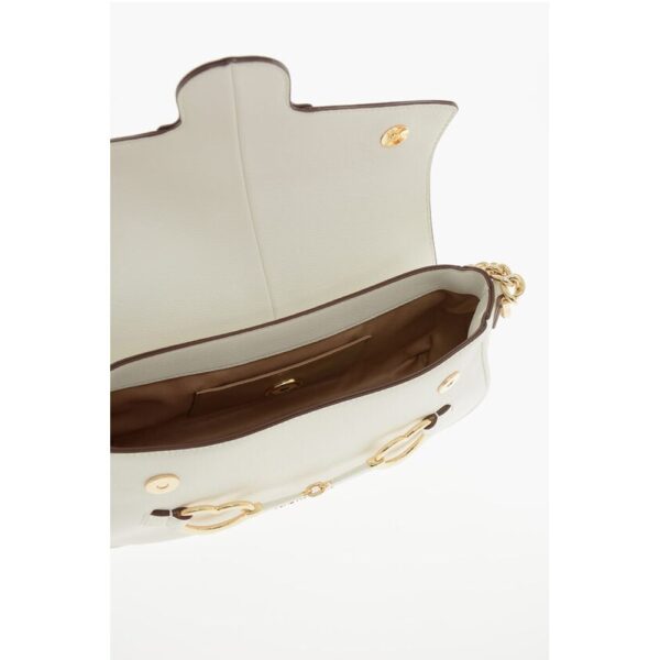 Moschino LOVE Textured Faux Leather Shoulder Bag with Clamp Front - Image 4