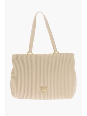 Moschino LOVE Pleated Faux Leather Tote Bag