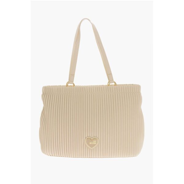 Moschino LOVE Pleated Faux Leather Tote Bag