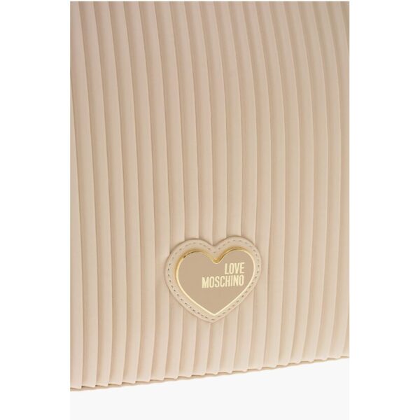 Moschino LOVE Pleated Faux Leather Tote Bag - Image 4