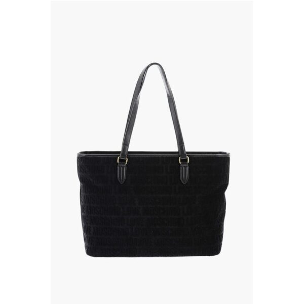 Moschino LOVE Faux Leather and Sponge Tote Bag with Embossed Logo