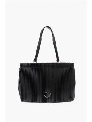 Moschino LOVE Pleated Faux Leather Tote Bag