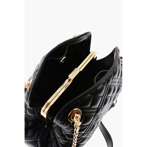 Moschino LOVE Quilted Mini Handle Bag with Golden Logo - Image 4
