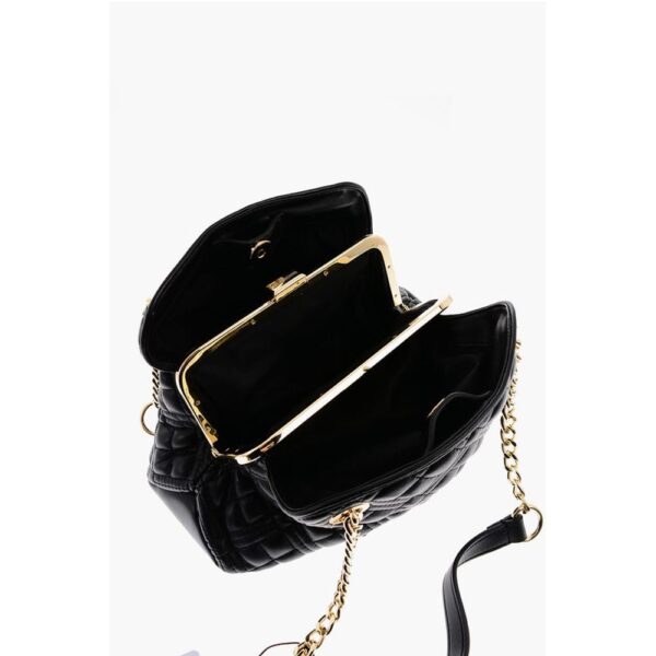 Moschino LOVE Quilted Mini Handle Bag with Golden Logo - Image 5