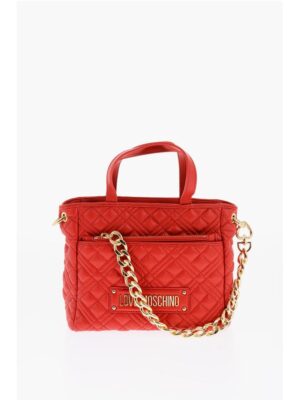 Moschino LOVE Faux Leather Quilted Mini Bag with Matching Pochette