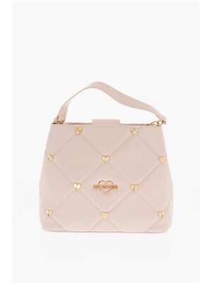 Moschino LOVE Faux Leather Quilted Bag with Golden Details and Remova
