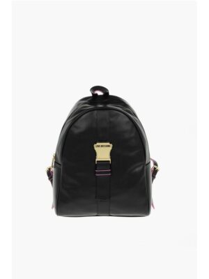 Moschino LOVE Logoed Shoulder Strap Faux Leather SAFETY Backpack