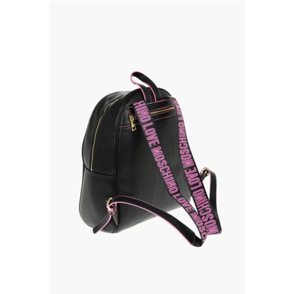 Moschino LOVE Logoed Shoulder Strap Faux Leather SAFETY Backpack - Image 2
