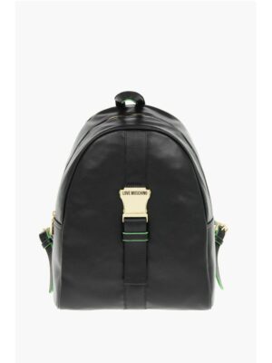 Moschino LOVE Logoed Shoulder Strap Faux Leather SAFETY Backpack