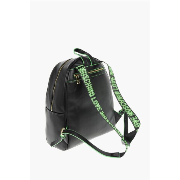 Moschino LOVE Logoed Shoulder Strap Faux Leather SAFETY Backpack - Image 2