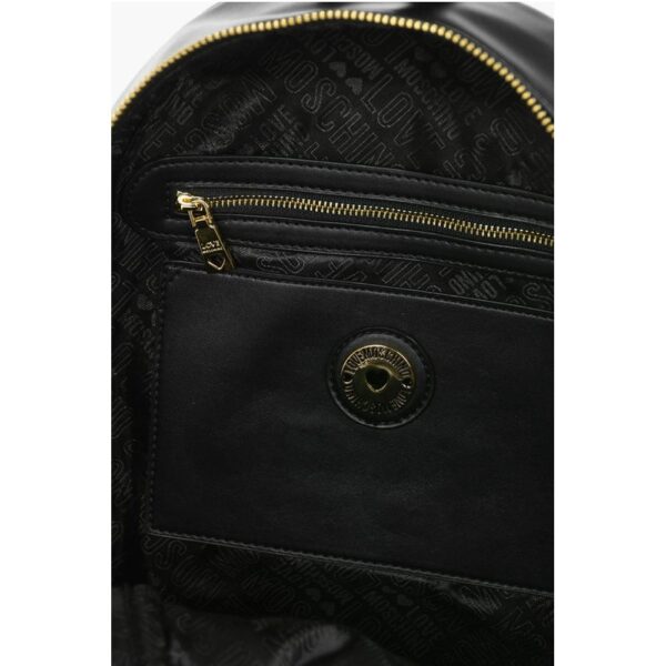 Moschino LOVE Logoed Shoulder Strap Faux Leather SAFETY Backpack - Image 6