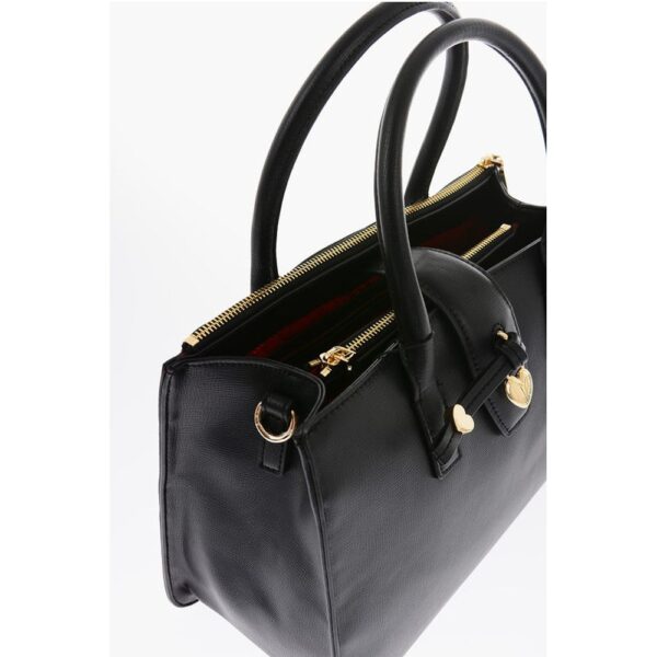 Moschino LOVE Faux Leather Tote Bag with Golden Heart Charm - Image 3