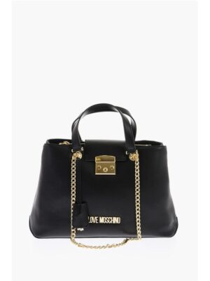 Moschino LOVE Textured Faux Leather LUCILLE Tote Bag with Double Comp