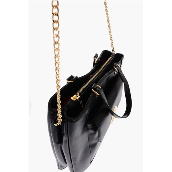 Moschino LOVE faux Leather Maxi Monogram Handle Bag with Removable Ne - Image 3