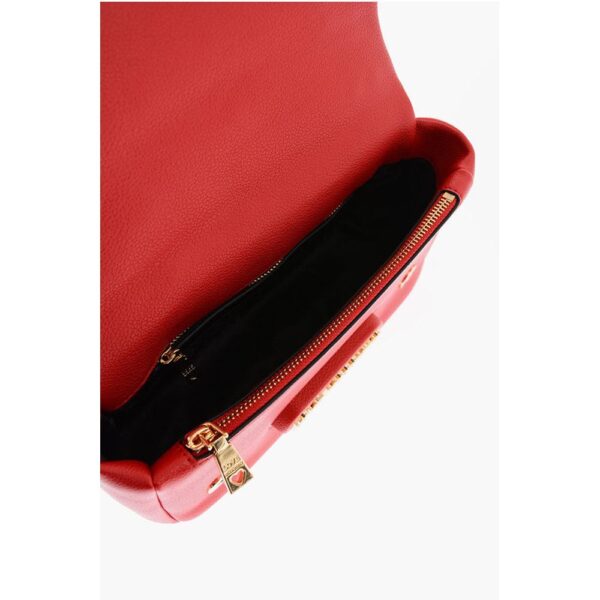 Moschino LOVE Textured Faux Leather Shoulder Bag with Golden Logo - Image 4