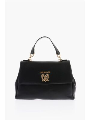 Moschino LOVE Turn Lock Closure Faux Leather Bag with Removable Shoul