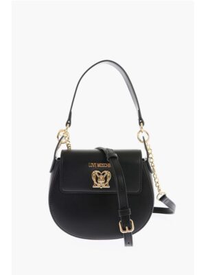 Moschino LOVE Faux Leather Mini Saddle Bag with Golden Closure Turn L