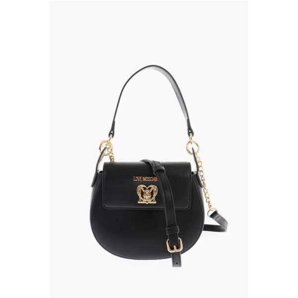 Moschino LOVE Faux Leather Mini Saddle Bag with Golden Closure Turn L