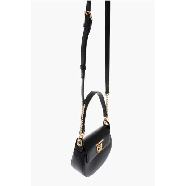 Moschino LOVE Faux Leather Mini Saddle Bag with Golden Closure Turn L - Image 3