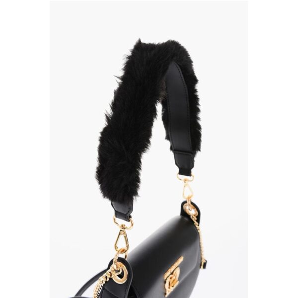 Moschino LOVE Faux Leather Mini Saddle Bag with Golden Closure Turn L - Image 4