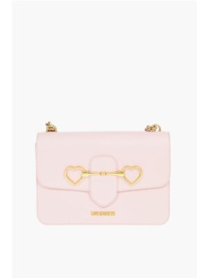 Moschino LOVE Golden Clamp Faux Leather Shoulder Bag