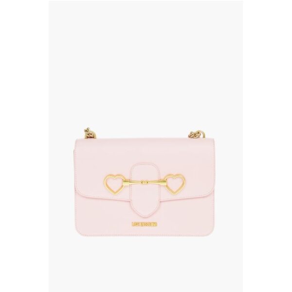 Moschino LOVE Golden Clamp Faux Leather Shoulder Bag