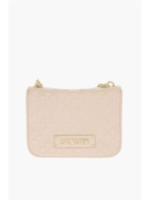 Moschino LOVE Quilted Faux Leather Shoulder Bag with Embossed Logo