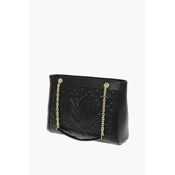 Moschino LOVE Quilted Faux Leather Tote Bag with Maxi Monogram - Image 2