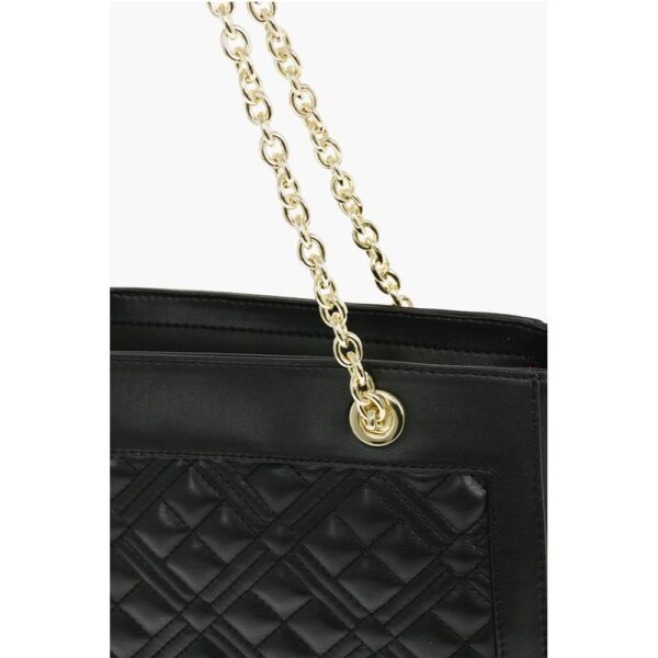 Moschino LOVE Quilted Faux Leather Tote Bag with Maxi Monogram - Image 3