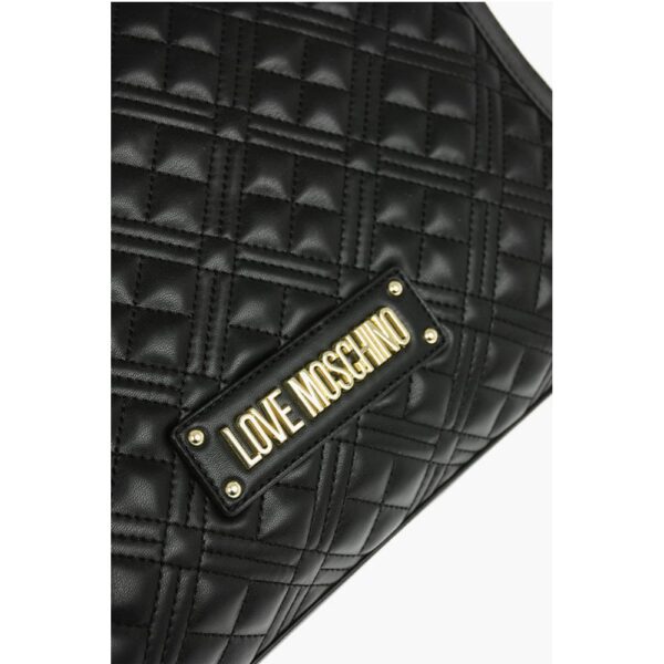 Moschino LOVE Quilted Faux Leather Tote Bag with Maxi Monogram - Image 4