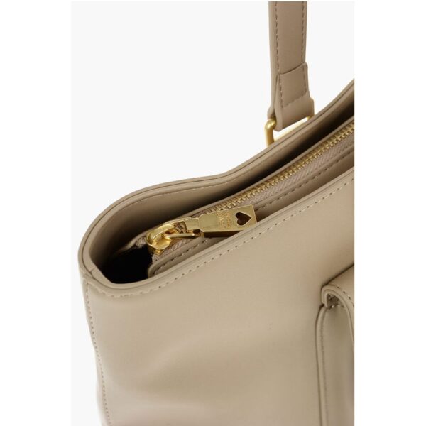 Moschino LOVE Faux Leather Maxi Front Pocket Tote Bag with Heart Clam - Image 4