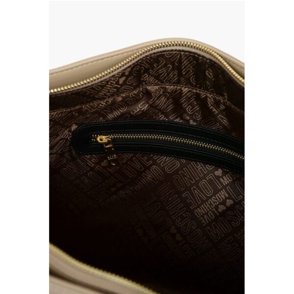 Moschino LOVE Faux Leather Maxi Front Pocket Tote Bag with Heart Clam - Image 5