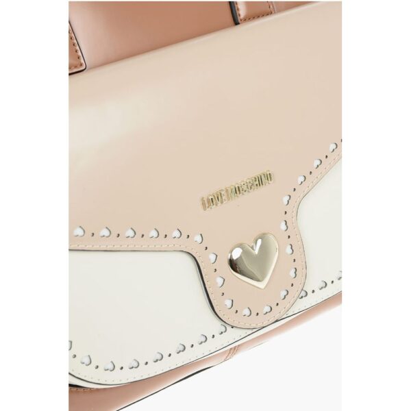 Moschino LOVE Removable Shoulder Strap Faux Leather Tote Bag - Image 4