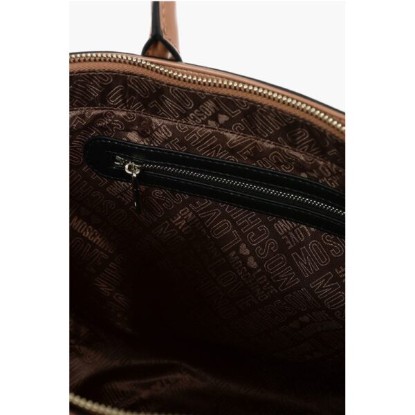 Moschino LOVE Removable Shoulder Strap Faux Leather Tote Bag - Image 6