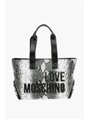 Moschino LOVE Snake Effect Faux Leather Tote Bag